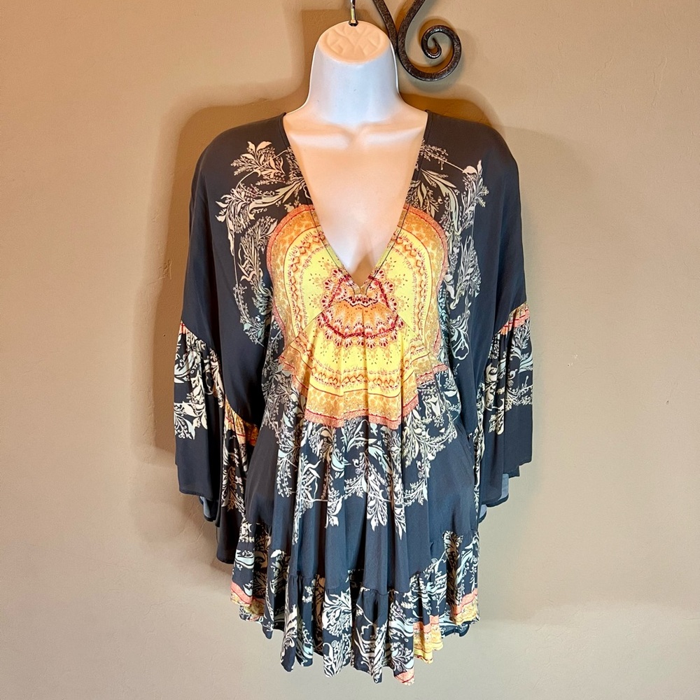 Free People Boho Design Tunic Top Blouse